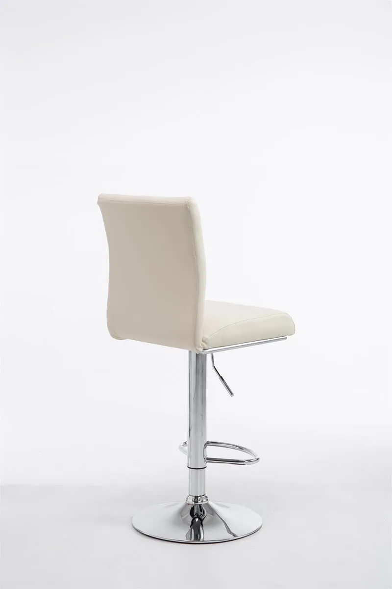 Tabouret de bar chaise haute avec repose-pieds forme trompette design moderne en synthétique crème 10_0000006