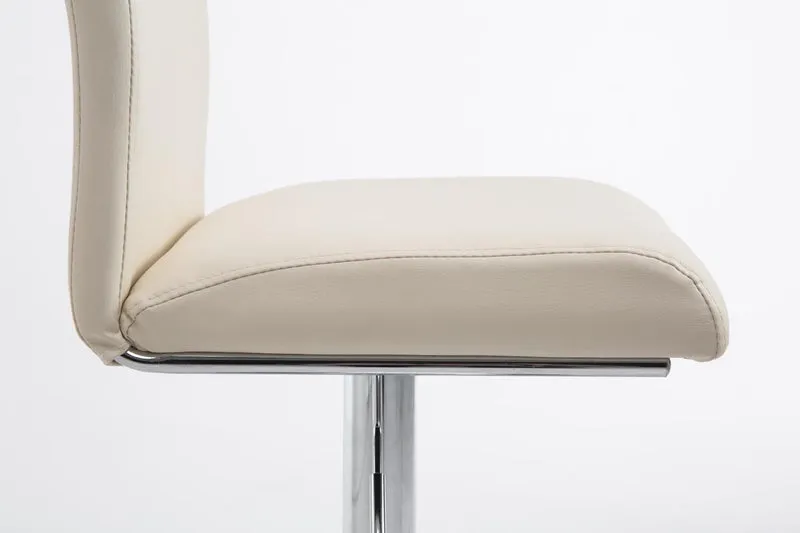 Tabouret de bar chaise haute avec repose-pieds forme trompette design moderne en synthétique crème 10_0000006