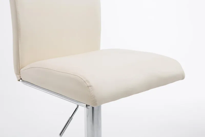 Tabouret de bar chaise haute avec repose-pieds forme trompette design moderne en synthétique crème 10_0000006