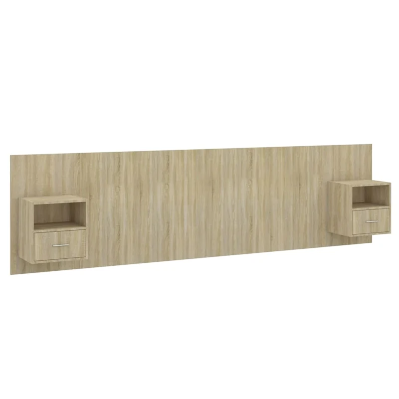 Tête de lit accessoire couchage chambre à coucher meuble avec chevet intégré étagère MDF gris TDL0205820