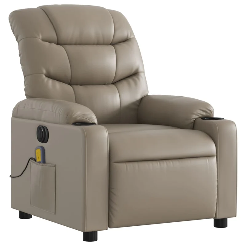 Fauteuil de relaxation TV fonction massage inclinable électrique 6 points de massage en PVC cappuccino DEC027137