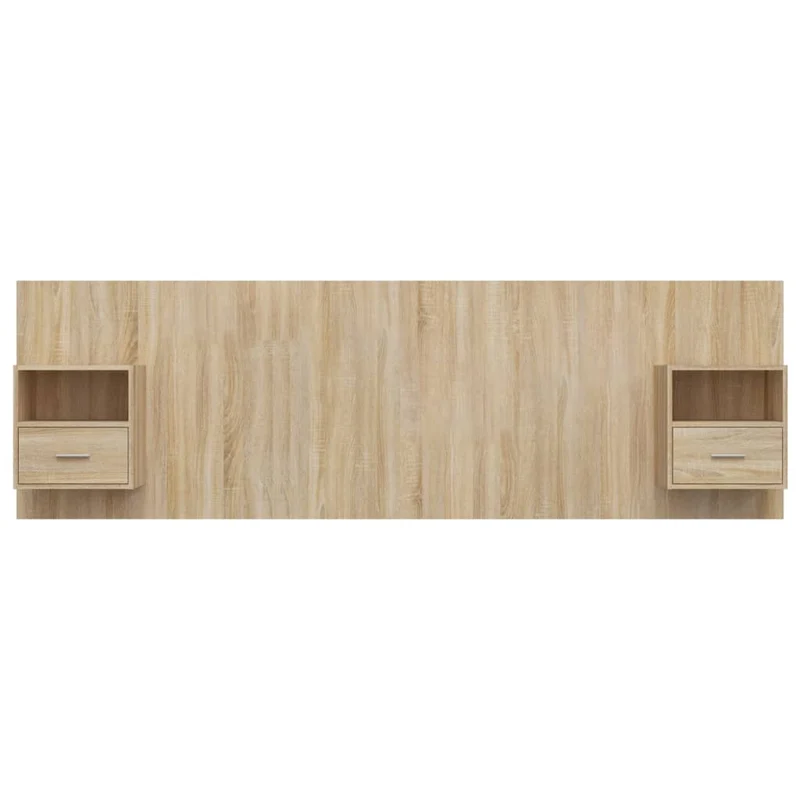 Tête de lit accessoire couchage chambre à coucher meuble avec chevet intégré étagère MDF marron clair TDL0205821