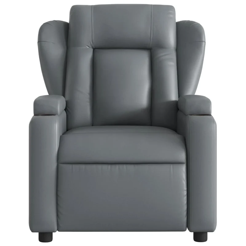 Fauteuil relax TV rembourrage confortable fonction d'inclinaison manuelle en PVC gris DEC027978