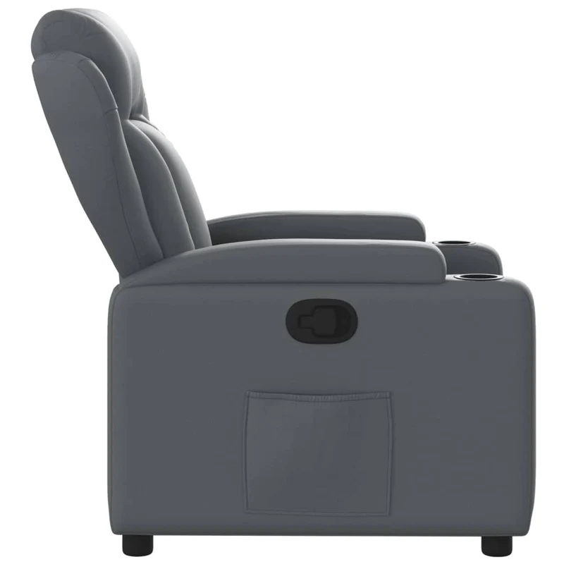 Fauteuil relax TV rembourrage confortable fonction d'inclinaison manuelle en PVC gris DEC027978