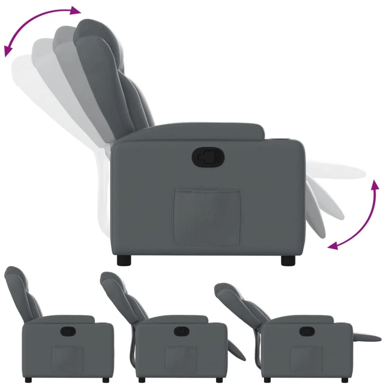 Fauteuil relax TV rembourrage confortable fonction d'inclinaison manuelle en PVC gris DEC027978