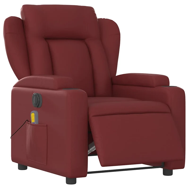 Fauteuil de relaxation TV fonction massage inclinable électrique en PVC rouge bordeaux DEC027238