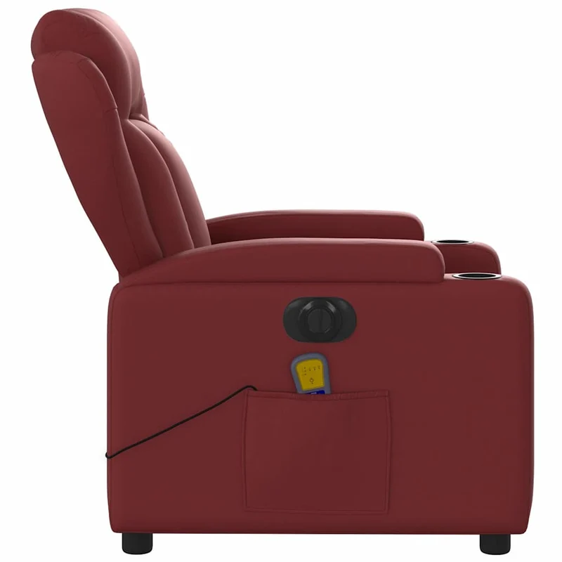 Fauteuil de relaxation TV fonction massage inclinable électrique en PVC rouge bordeaux DEC027238