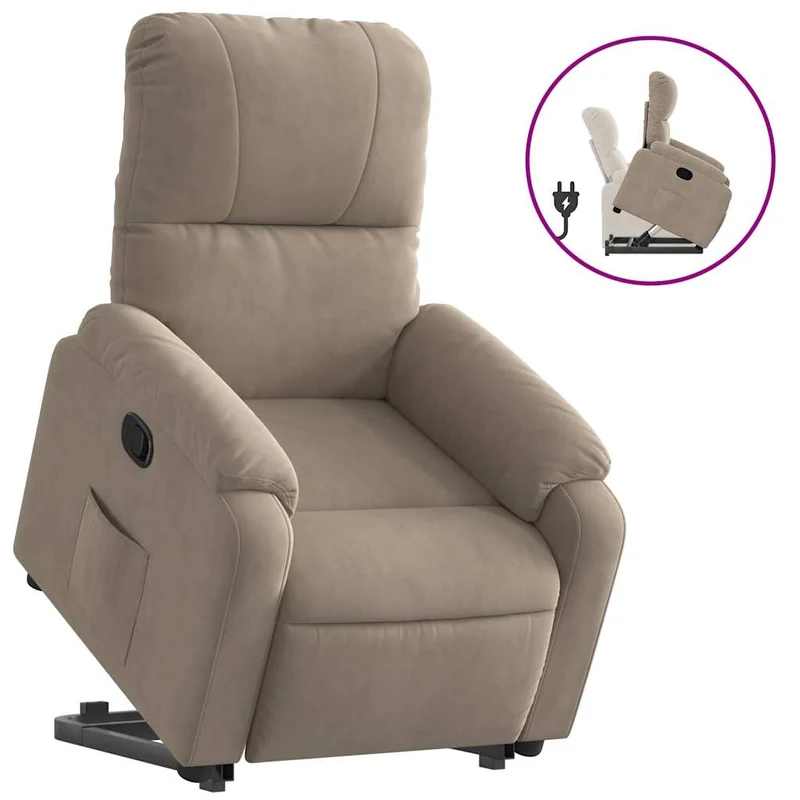 Fauteuil relax TV rembourrage confortable levage électrique en tissu microfibre couleur taupe DEC028205