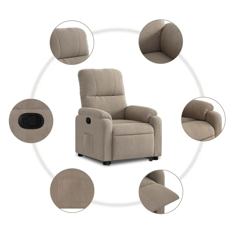 Fauteuil relax TV rembourrage confortable levage électrique en tissu microfibre couleur taupe DEC028205