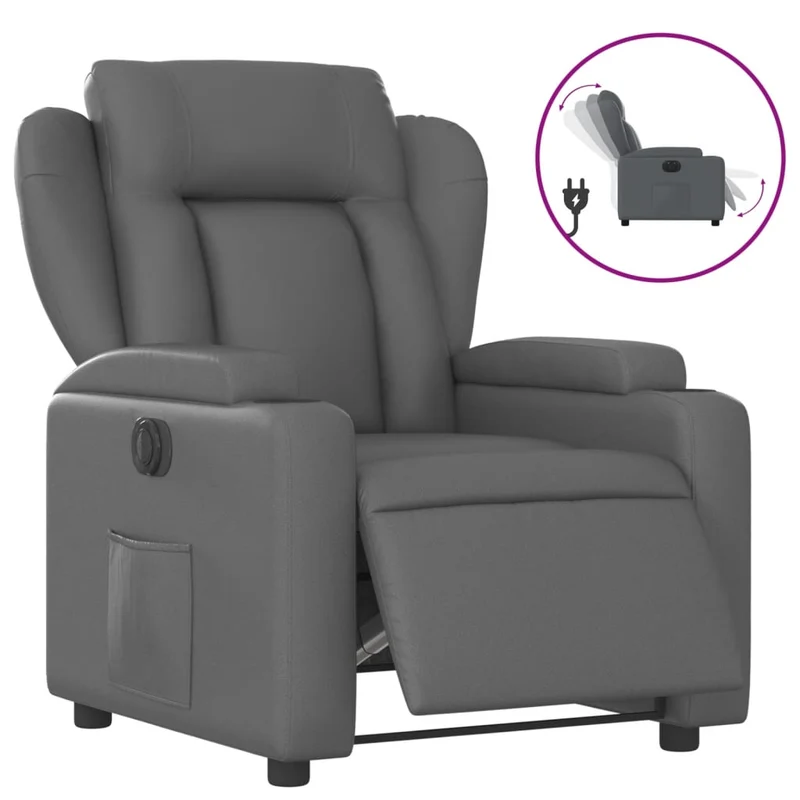 Fauteuil relax TV fonction d'inclinaison électrique très confortable en PVC gris DEC028388