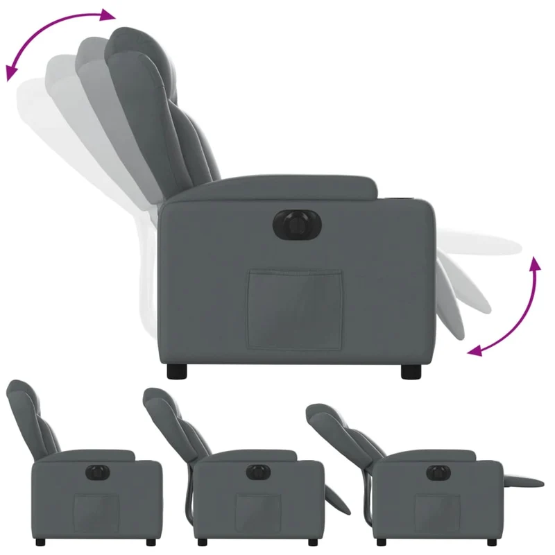 Fauteuil relax TV fonction d'inclinaison électrique très confortable en PVC gris DEC028388