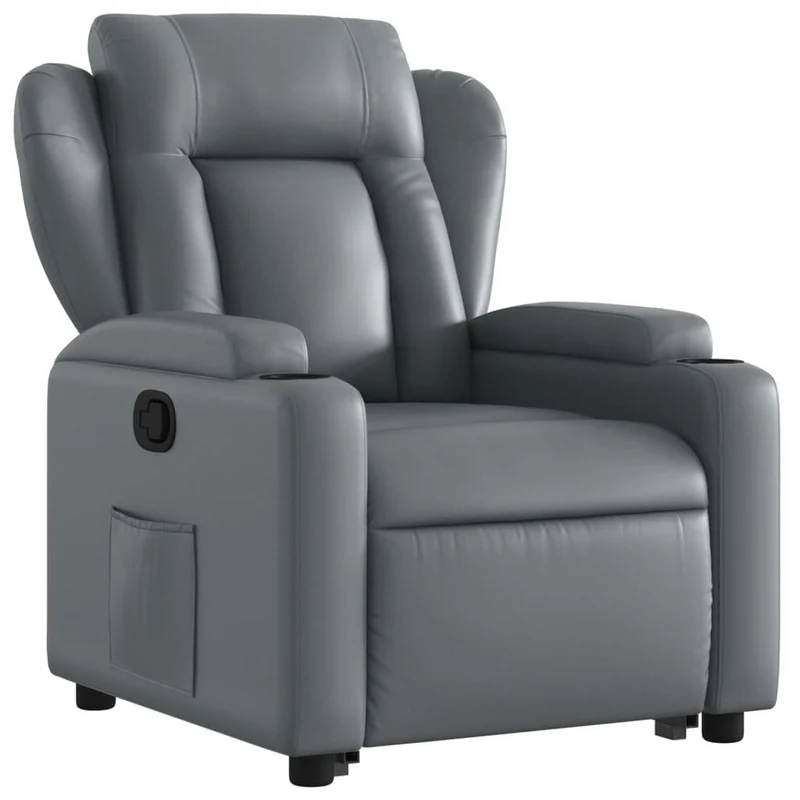 Fauteuil relax TV rembourrage confortable fonction de levage électrique en PVC gris DEC027980
