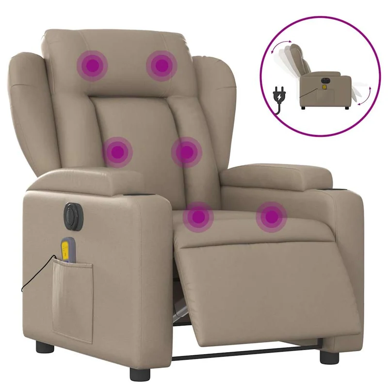Fauteuil de relaxation TV fonction massage inclinable électrique en PVC couleur cappuccino DEC027132