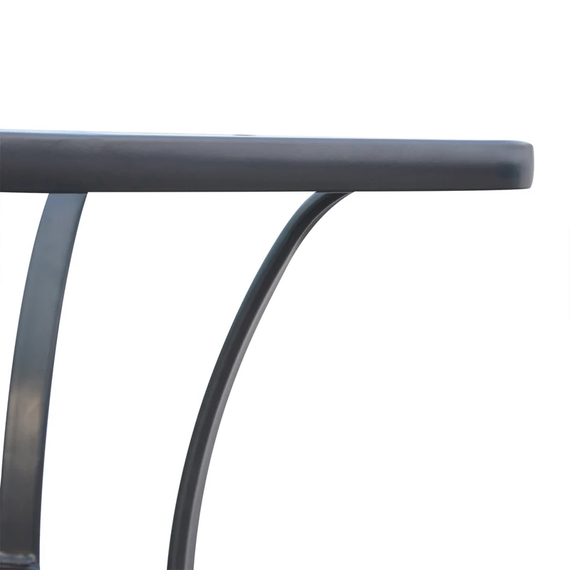 Table bistro carrée jardin 68 x 68 x 84 cm coins arrondis gain de place style contemporain finition mate en métal gris 21_0004557