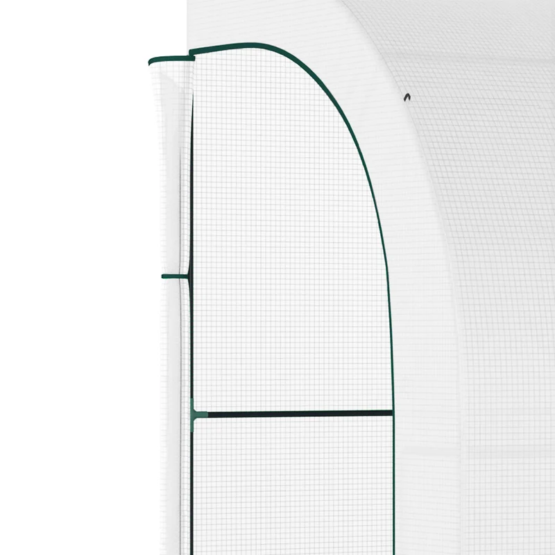 Serre de jardin adossée 300 x 150 x 213 cm protection plantes saison prolongée ventilation moderne épuré en pe blanc 21_0004136
