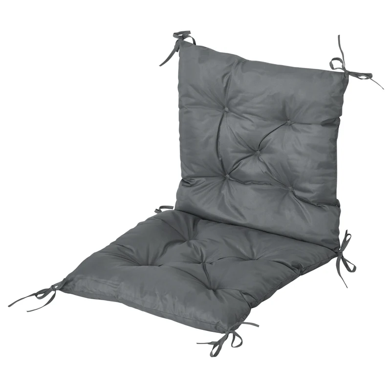 Lot de 2 coussins chaise d'extérieur 98 x 50 x 8 cm assise dossier rembourrés capitonnés contemporain en polyester gris 21_0004574