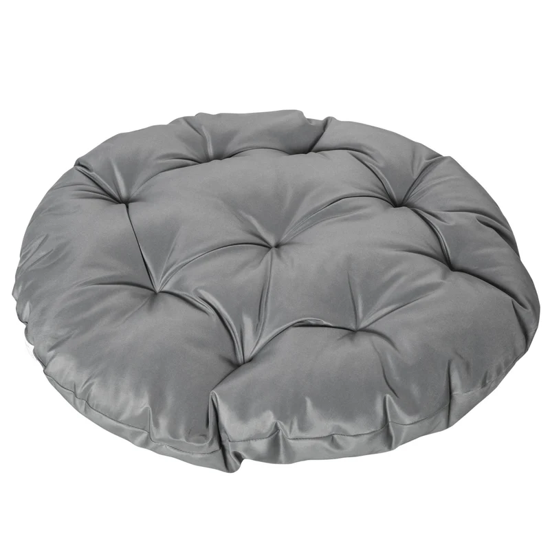 Fauteuil papasan rond pivotant 87 x 97 x 86 cm rotation 360° coussin moelleux salon style vintage en résine tressée gris 21_0006037