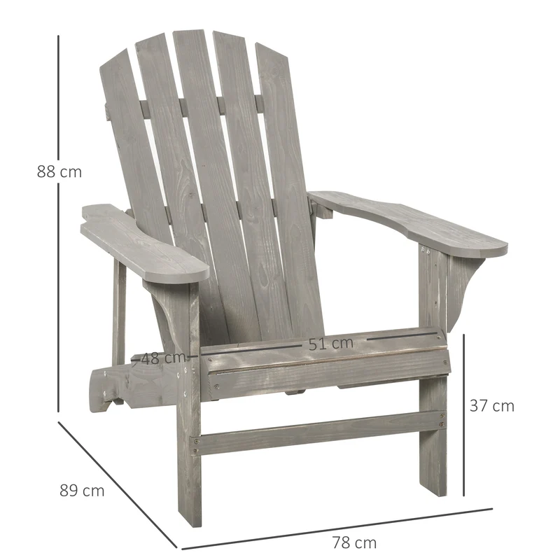 Fauteuil de jardin 78 x 89 x 88 cm haut dossier incliné assise profonde confort terrasse rustique vintage en bois gris 21_0004649