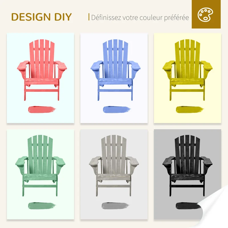 Fauteuil de jardin 78 x 89 x 88 cm haut dossier incliné assise profonde confort terrasse rustique vintage en bois gris 21_0004649