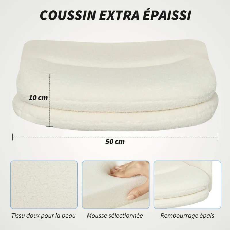 Chaise de bureau ergonomique 61,5 x 65 x 91-101 cm assise rembourrée bascule pivotante scandinave design en tissu crème 21_0006308
