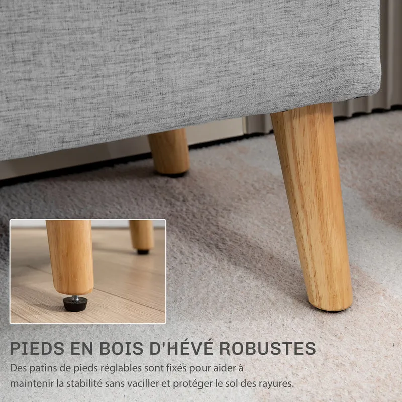 Banc coffre de rangement rembourré bout de lit 110 x 39 x 45 cm assise moelleuse rangement scandinave en polyester gris 21_0002854
