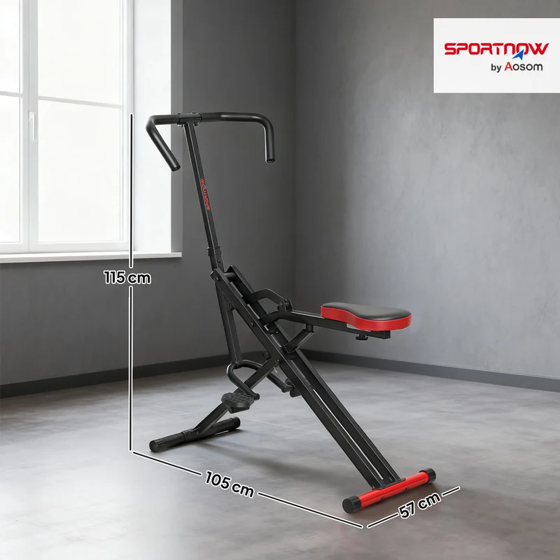 Appareil d'entraînement abdominal pliable maison 57 x 105 x 115 cm assise réglable mouvement doux moderne en métal rouge 21_0006731