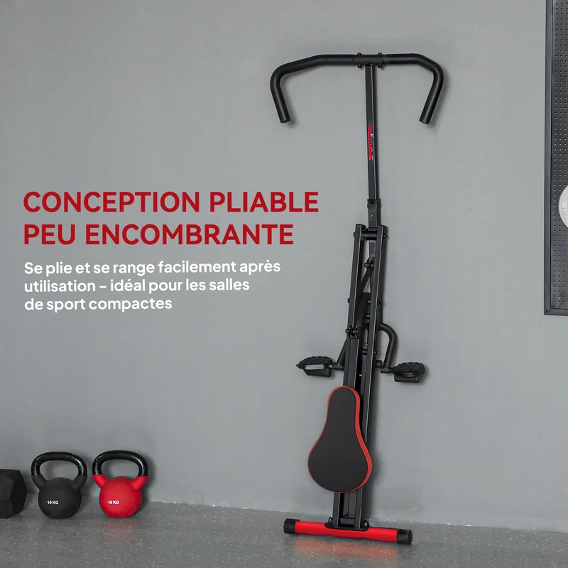 Appareil d'entraînement abdominal pliable maison 57 x 105 x 115 cm assise réglable mouvement doux moderne en métal rouge 21_0006731