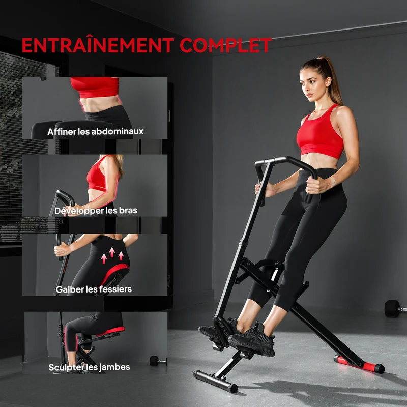 Appareil d'entraînement abdominal pliable maison 57 x 105 x 115 cm assise réglable mouvement doux moderne en métal rouge 21_0006731