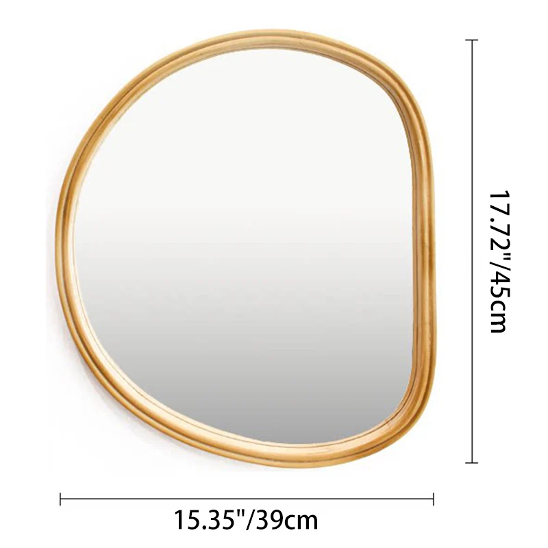 Contemporary Nordic Plywood Oval Wooden Wall Mirror Makeup Vanity Mirror For Bathroom Bedroom