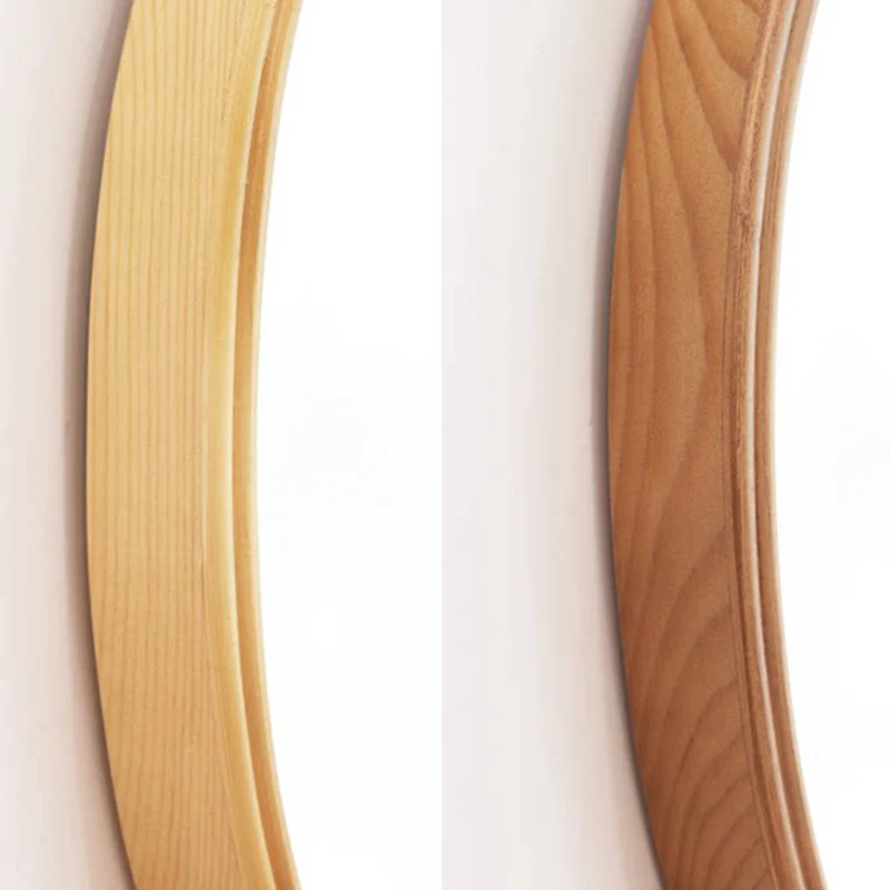 Contemporary Nordic Plywood Oval Wooden Wall Mirror Makeup Vanity Mirror For Bathroom Bedroom