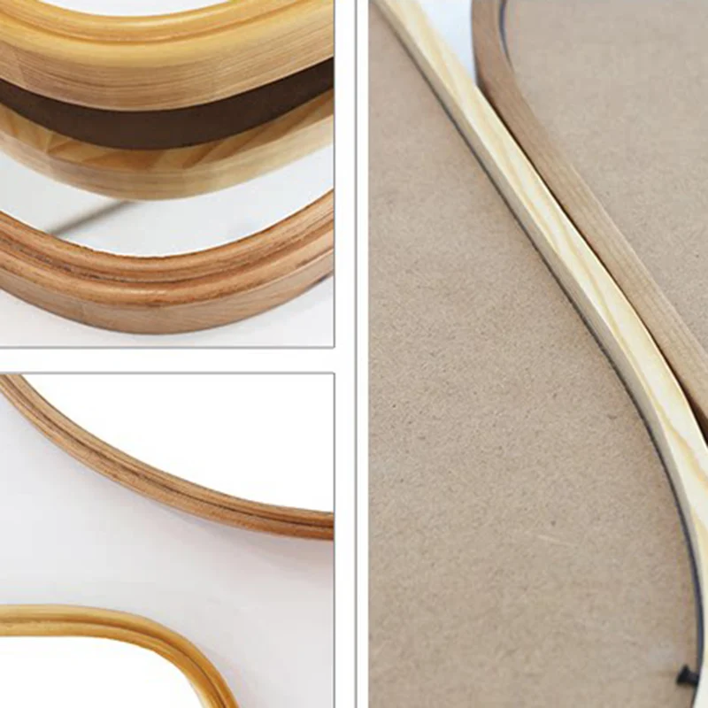 Contemporary Nordic Plywood Oval Wooden Wall Mirror Makeup Vanity Mirror For Bathroom Bedroom