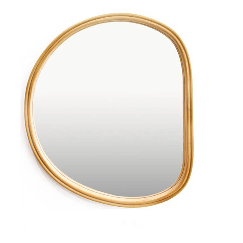 Contemporary Nordic Plywood Oval Wooden Wall Mirror Makeup Vanity Mirror For Bathroom Bedroom