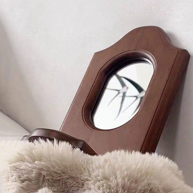 Traditional French Plywood & Glass Wall Mirror With Display Shelf For Living Room Bedroom