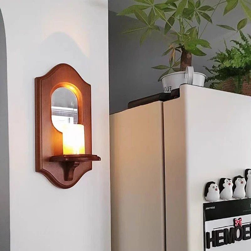 Traditional French Plywood & Glass Wall Mirror With Display Shelf For Living Room Bedroom