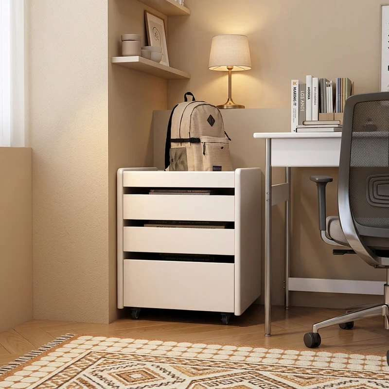 Contemporary Nordic Pine Wood Rubberwood Plywood Square Movable Storage Cabinet 3-Drawer For Bedroom & Living Room