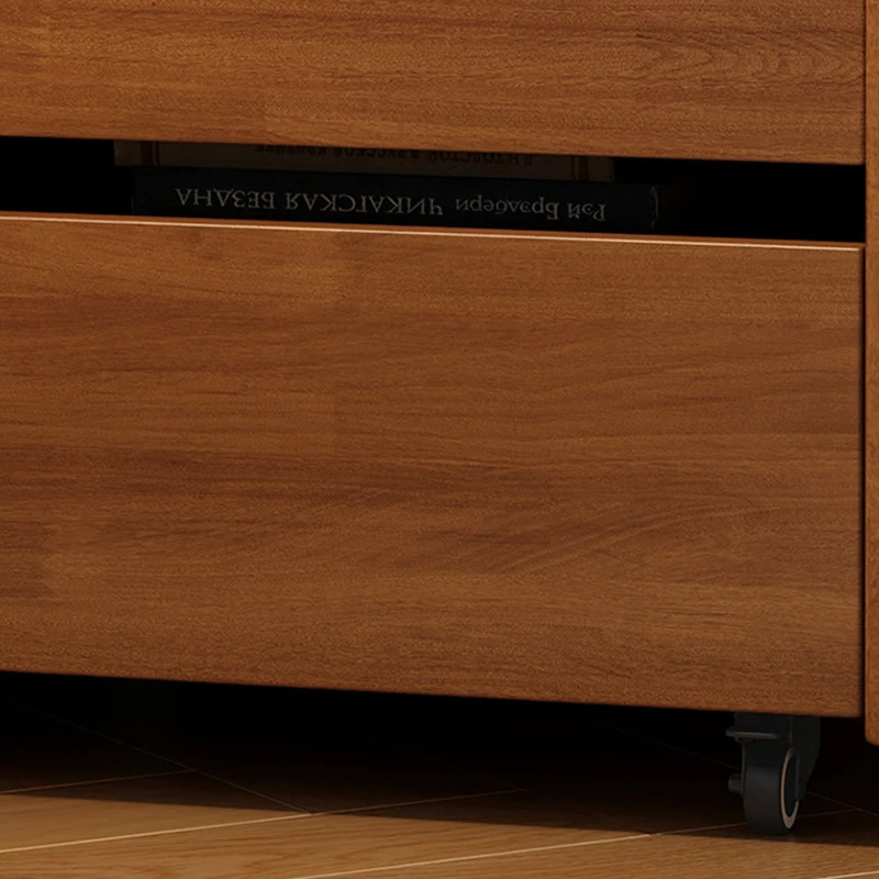 Contemporary Nordic Pine Wood Rubberwood Plywood Square Movable Storage Cabinet 3-Drawer For Bedroom & Living Room