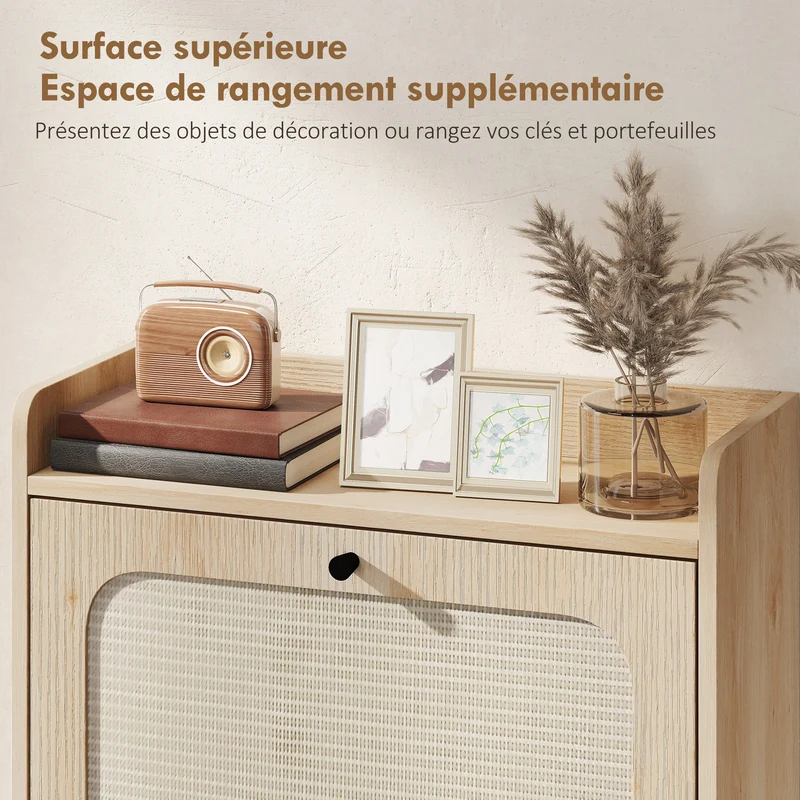 Meuble à chaussures d'entrée 60 x 24 x 100 cm étagères réglables gain de place scandinave en panneau de particules chêne 21_0002801