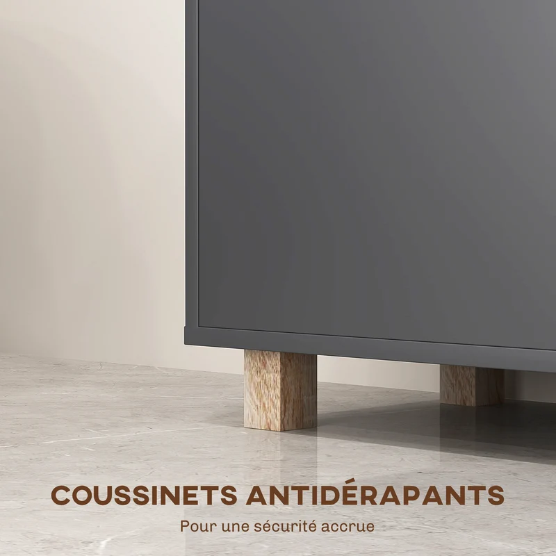 Meuble de salle de bain colonne 80 x 35 x 70 cm rangement optimisé anti basculement portes doubles moderne en MDF gris 21_0002043