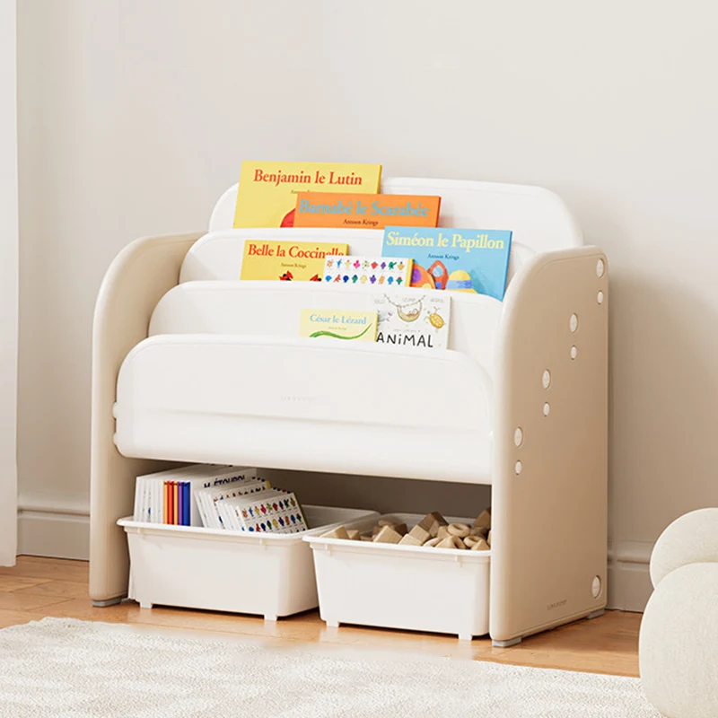 Modern Minimalist HDPE Rectangular Lightweight Kids Bookshelf 2/6-Storage Box For Living Room & Study