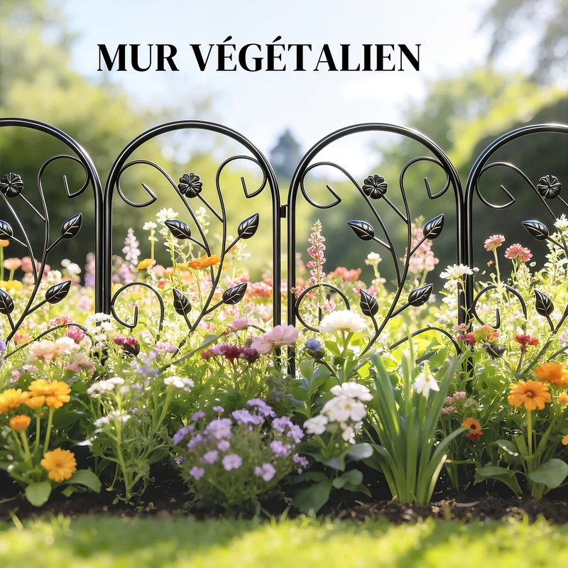 Lot de 5 clôtures de jardin modulaires 80 x 60 cm antirouille pour plantes grimpantes style contemporain en métal noir 21_0005701