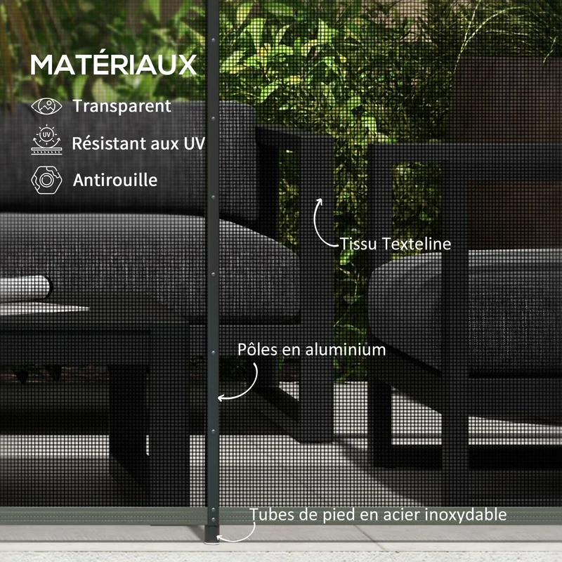 Lot de 4 clôture barrière de sécurité pour piscine filet 365 x 126 x 2 cm pose facile moderne robuste en aluminium noir 21_0004006