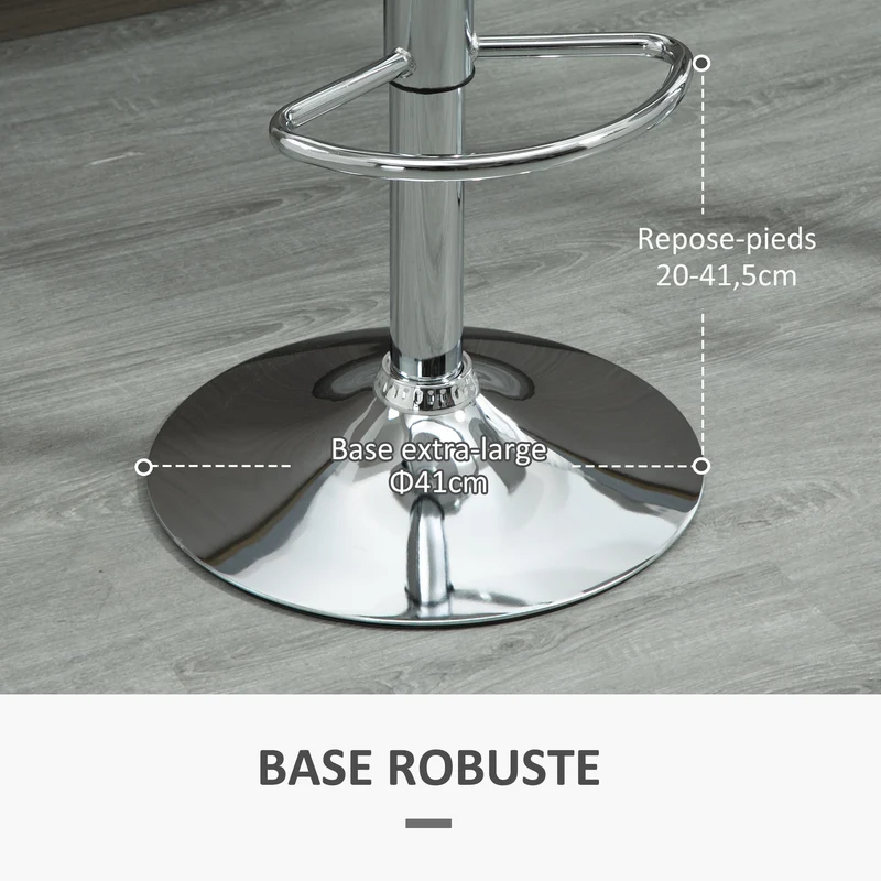 Lot de 2 tabourets de bar 41 x 42 x 82-104 cm pivotants assise rembourrée dossier enveloppant scandinave en PU blanc 21_0002264