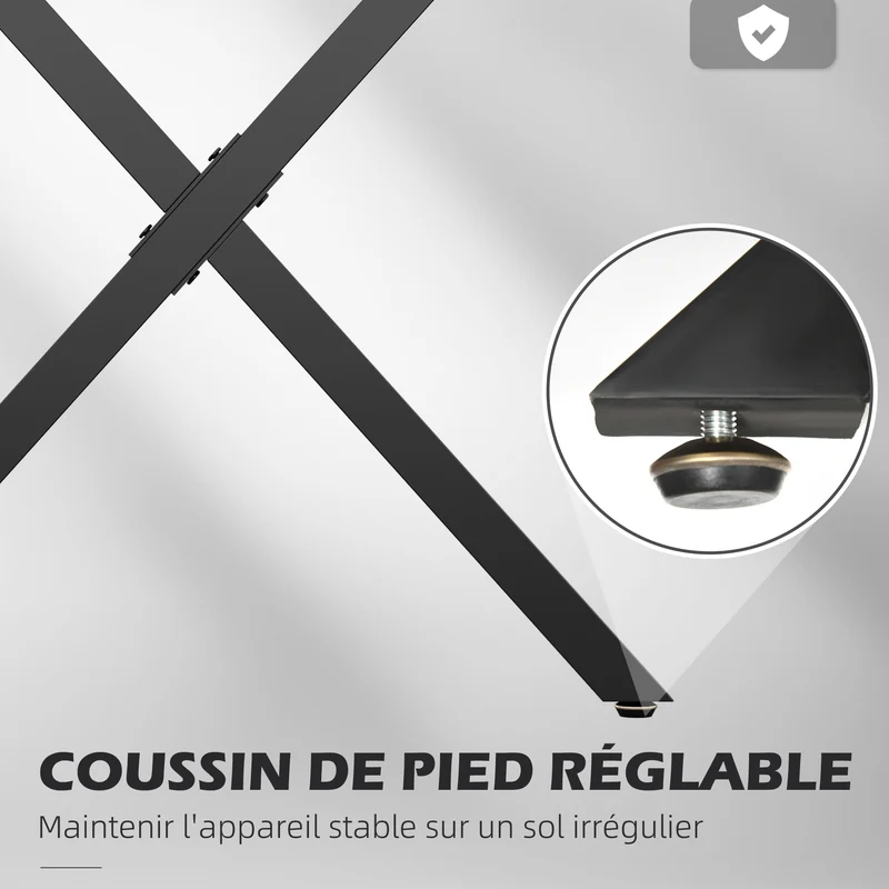 Lot de 2 pieds de table en croix 70 x 8 x 72 cm support 40 kg prépercés vis incluses design industriel en acier noir 21_0007149