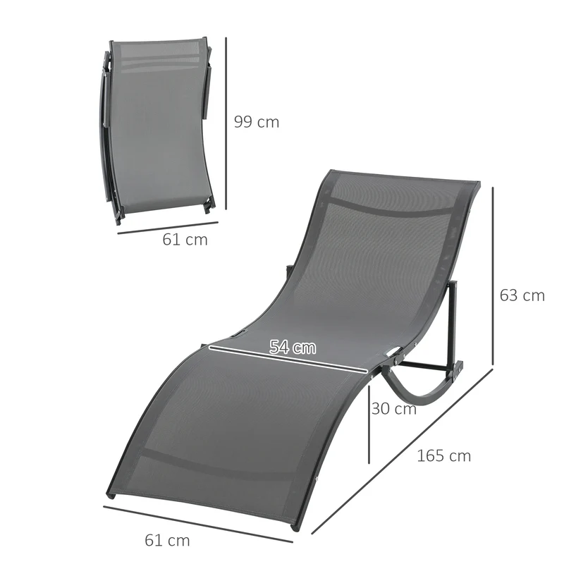 Lot de 2 bains de soleil pliables 165 x 61 x 63 cm légers contemporain pour jardin terrasse en aluminium anthracite 21_0004658