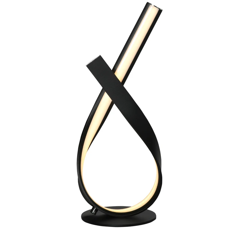 Lampe de table spirale 21 x 15 x 43 cm éclairage blanc chaud ambiance cosy et chic contemporain design en aluminium noir 21_0007022