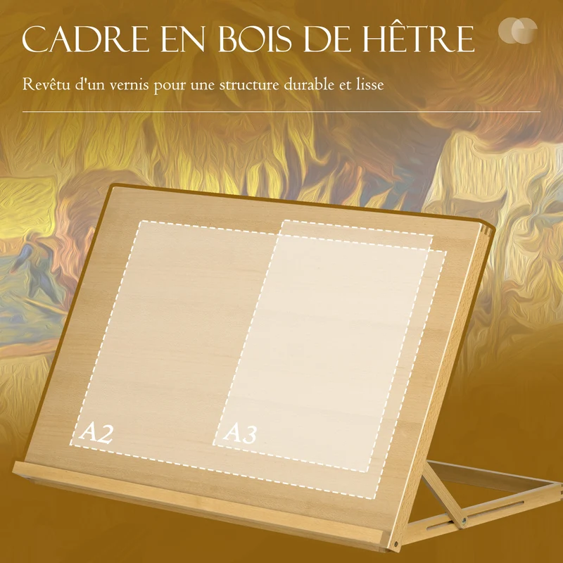 Chevalet de table formats a2 76 x 51 x 51 cm inclinable pliable artiste épuré contemporain en bois de hêtre naturel 21_0006111