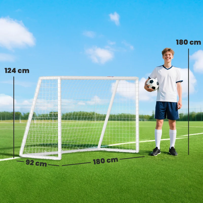 But de football pliable d'entraînement 180 x 92 x 124 cm montage rapide stable extérieur style contemporain en PVC blanc 21_0006630