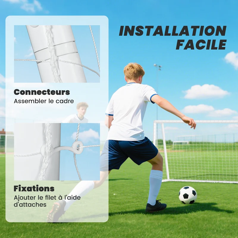 But de football pliable d'entraînement 180 x 92 x 124 cm montage rapide stable extérieur style contemporain en PVC blanc 21_0006630