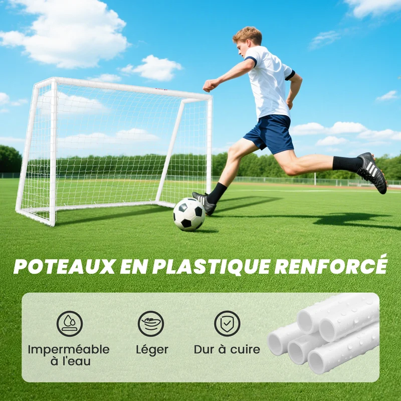 But de football pliable d'entraînement 180 x 92 x 124 cm montage rapide stable extérieur style contemporain en PVC blanc 21_0006630