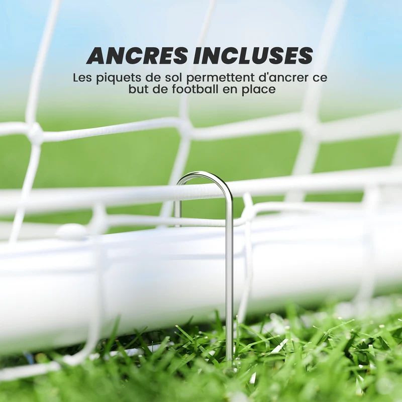 But de football pliable d'entraînement 180 x 92 x 124 cm montage rapide stable extérieur style contemporain en PVC blanc 21_0006630